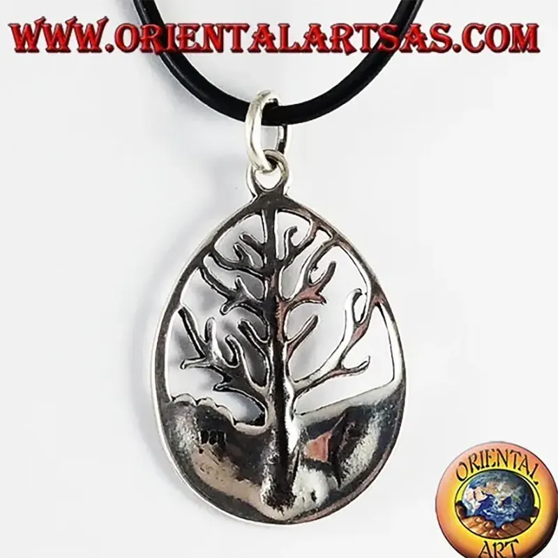 Large 925 Sterling Silver Yggdrasil Tree of Life Pendant 35 mm