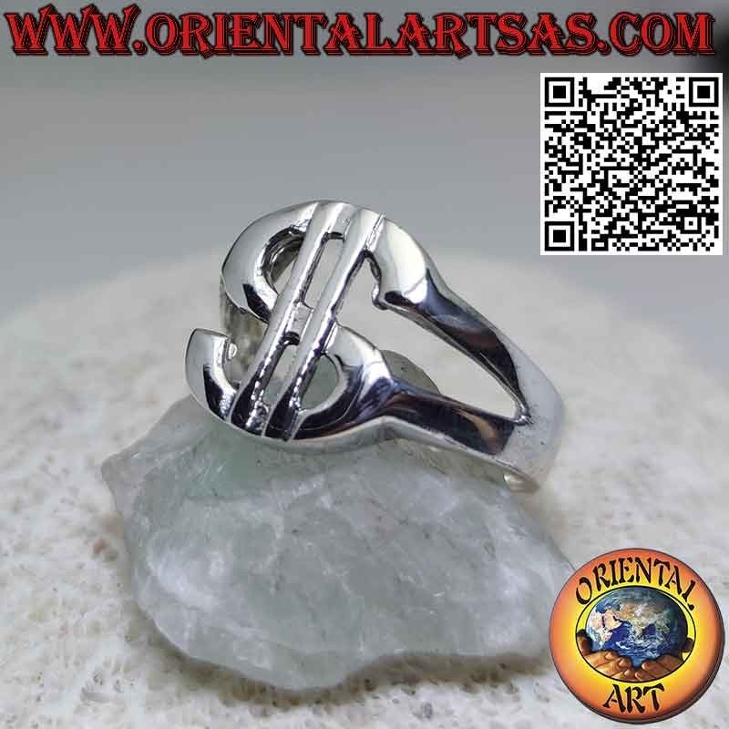 Anello Simbolo del Dollaro Intagliato Argento 925 - 16 mm
