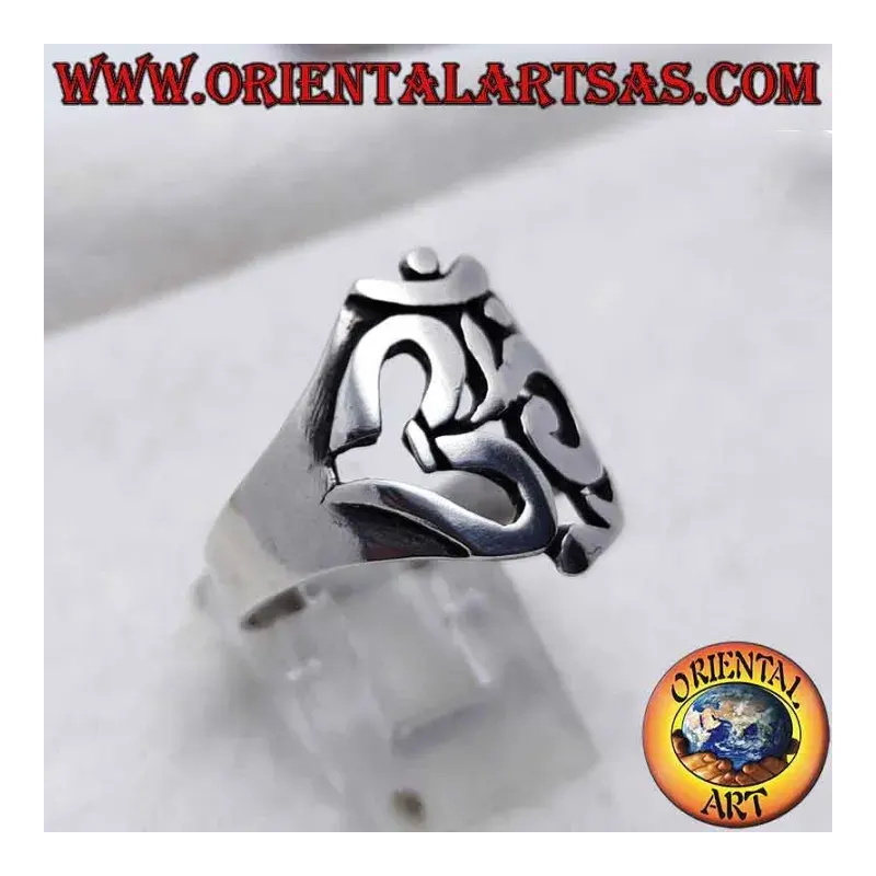 925 Silver Openwork Om Symbol Ring - 20 mm