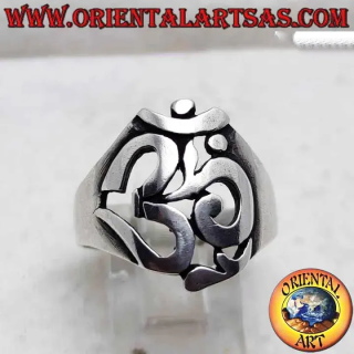Anello in argento 925 sagomato a forma di simbolo Om sanscrito traforato e liscio