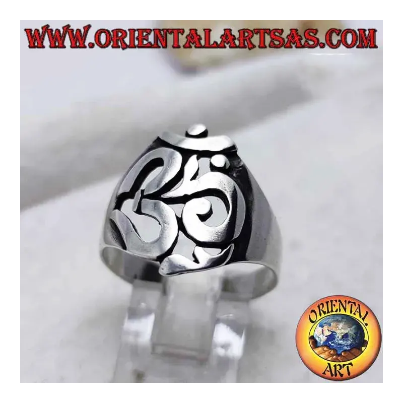 Bague Symbole Om Ajourée Lisse Argent 925 - 20 mm