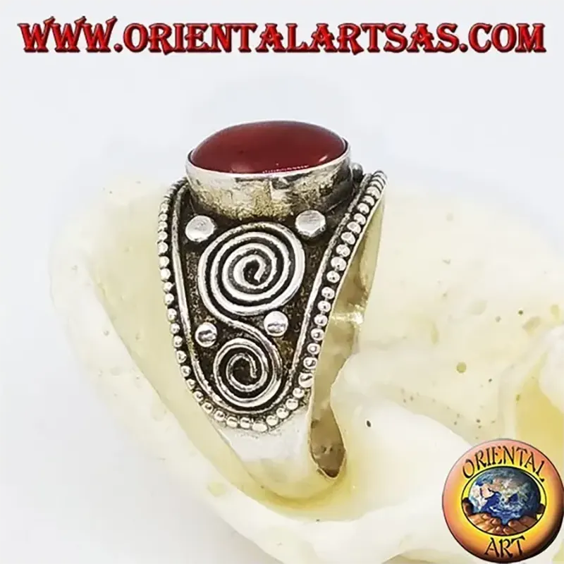 Silberring 925 Karneol und Spiralen Unikat	Oriental Art