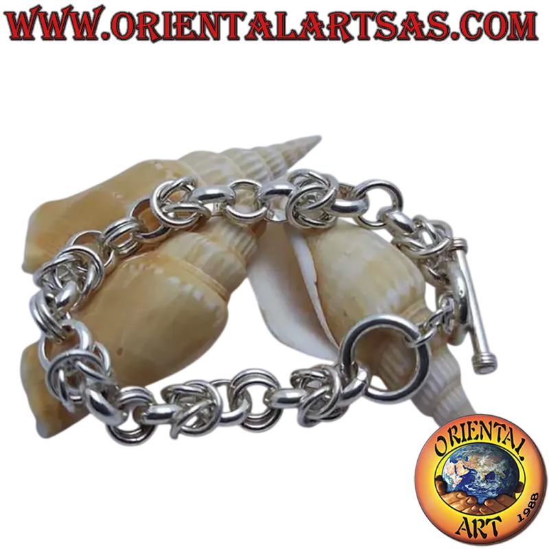 925 ‰ Silberkettenarmband mit 22 cm Rundringen (einfach, doppelt und vierfach)