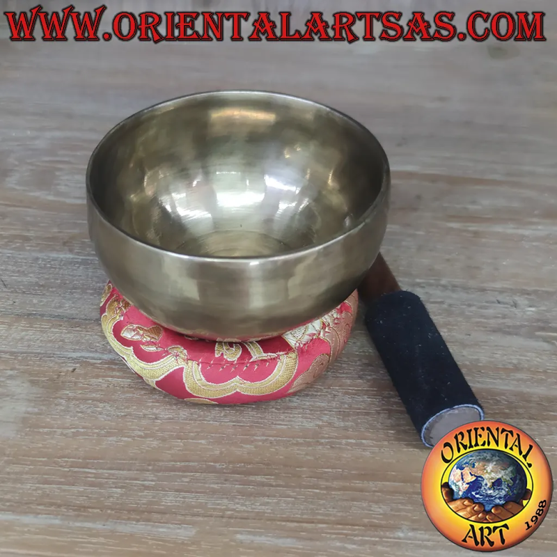 Campana tibetana 7 metalli fatta a mano 10 cm nota SI 493 Hz con batacchio in legno e feltro
