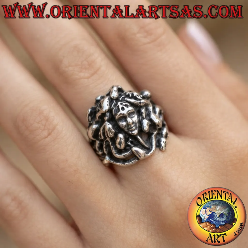 925 Sterling Silver Medusa & Mythical Snakes Ring	Oriental Art