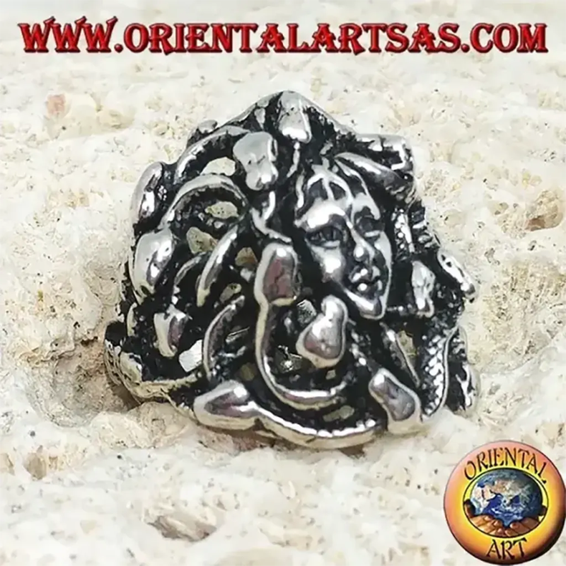 925 Sterling Silver Medusa & Mythical Snakes Ring	Oriental Art