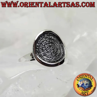 Diskus von Phaistos Ring 925 Silber beidseitige Gravur glatte Seiten Ø 15mm 3g