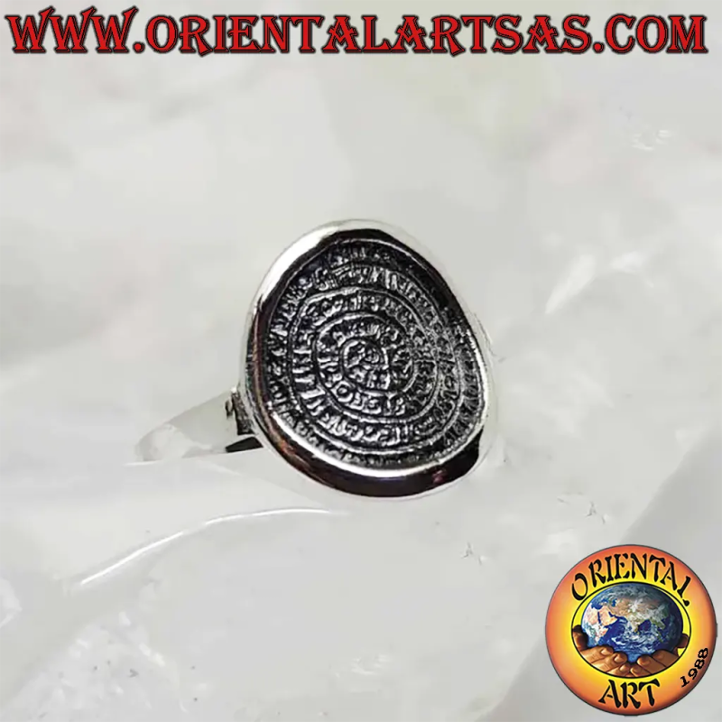 Bague Disque de Phaistos Argent 925 Gravée Bords Lisses	Oriental Art