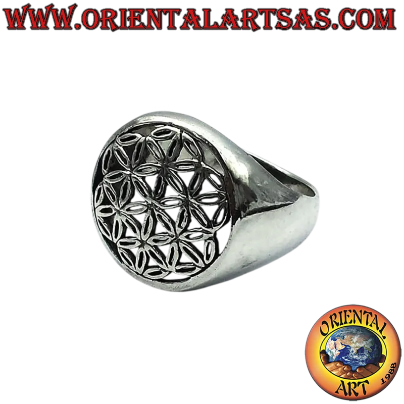 925 Silber Blume des Lebens Symbol Harmonie Ring 17mm
