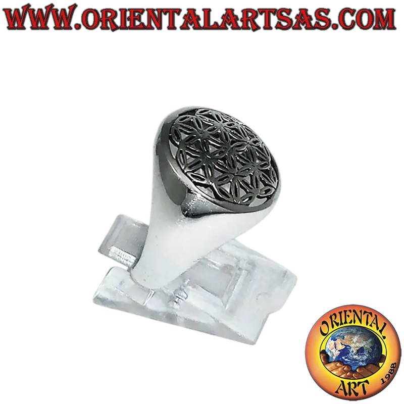 Anello Argento 925 Fiore della Vita Simbolo Protezione e Armonia 17mm