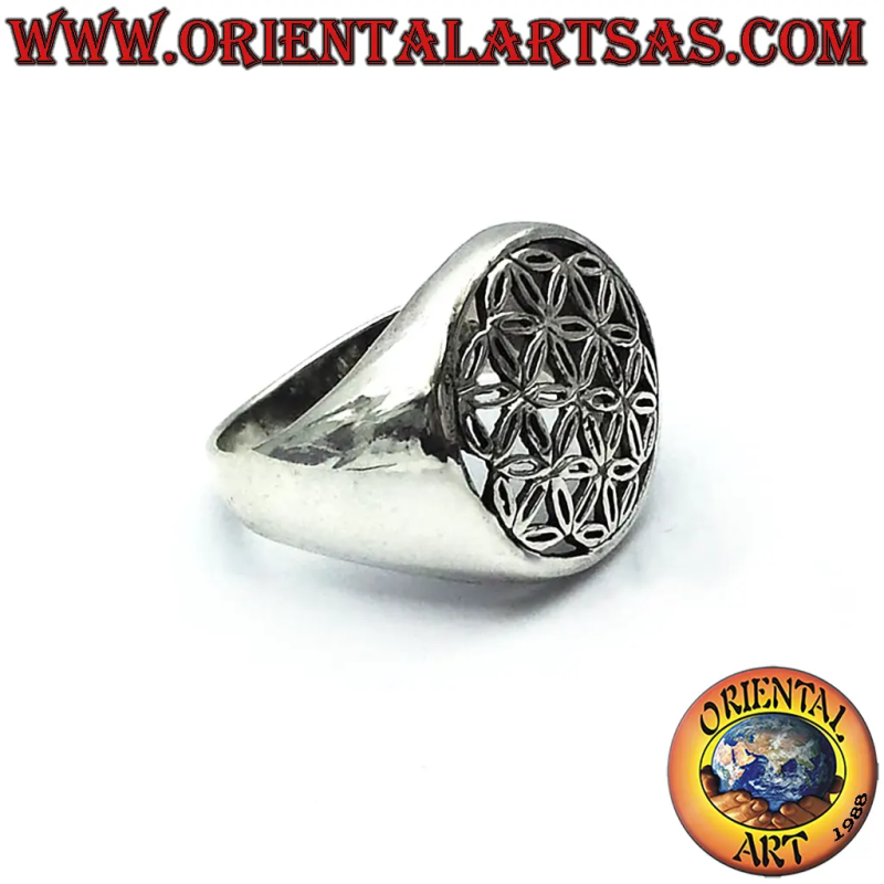 Bague Argent 925 Fleur de Vie Symbole Harmonie 17mm