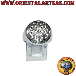 Bague argent 925 fleur de vie harmonie protection 17mm 4,7g