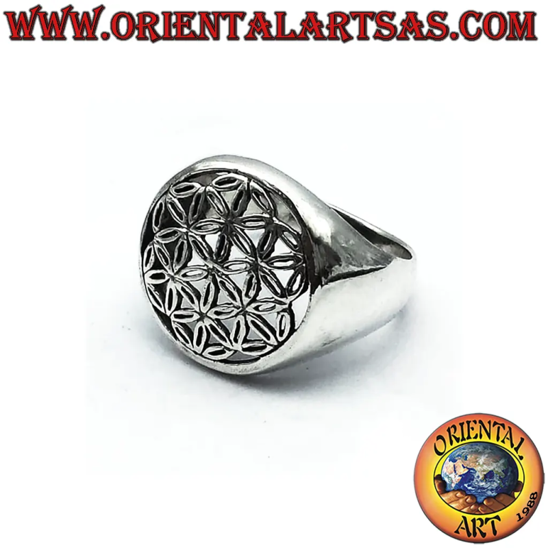 Bague Argent 925 Fleur de Vie Symbole Harmonie 17mm