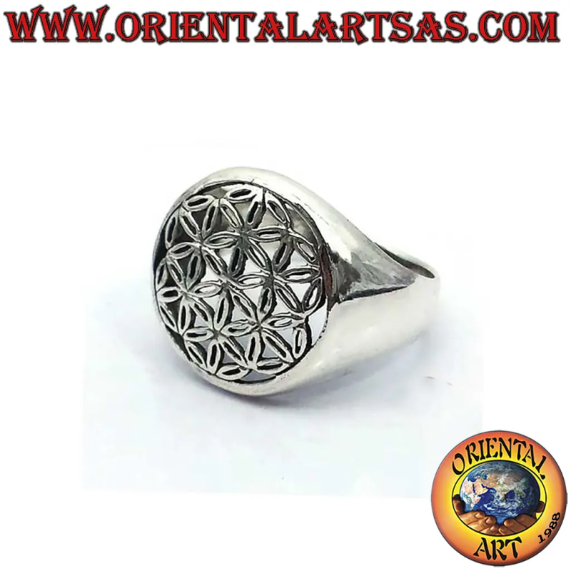 925 Silber Blume des Lebens Symbol Harmonie Ring 17mm