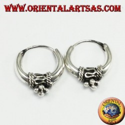 Boucles d'oreilles en argent, cercle en croissant décoré avec diamètre Ø mm. 17