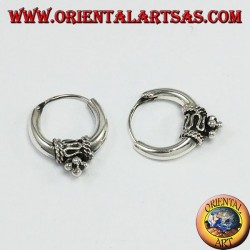 Boucles d'oreilles en argent, cercle en croissant décoré avec diamètre Ø mm. 17