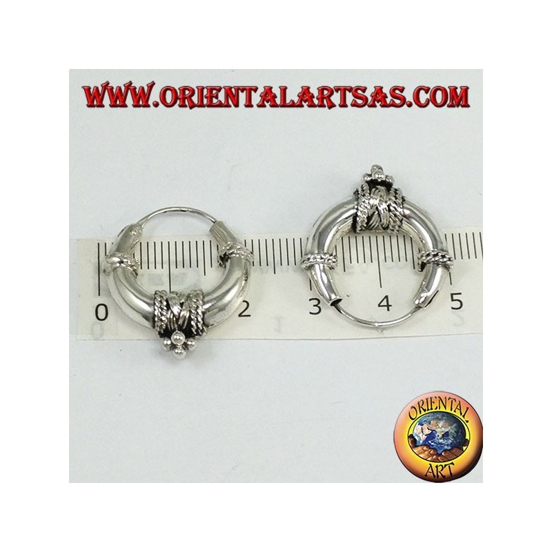 Boucles d'oreilles en argent, croissant décoré (tresse) diamètre Ø mm. 20