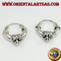 Pendientes de plata, decorada en media luna (trenza) de diámetro Ø. 20