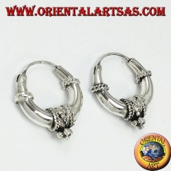 Boucles d'oreilles en argent, croissant décoré (tresse) diamètre Ø mm. 20