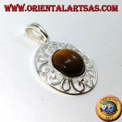 Silver pendant with round tiger eye