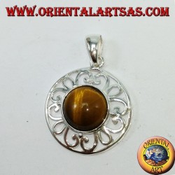 Colgante de plata con ojo redondo de tigre