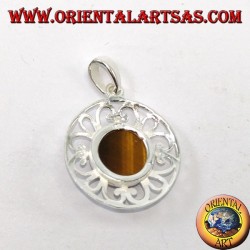 Colgante de plata con ojo redondo de tigre