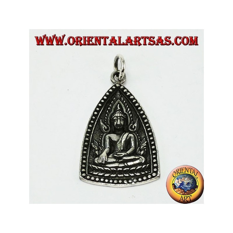 Médaille de Bouddha pendulaire en argent avec le symbole bouddhiste d'Unalome