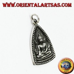 Silver Pendant Buddha Medal with Unalome Buddhist Symbol
