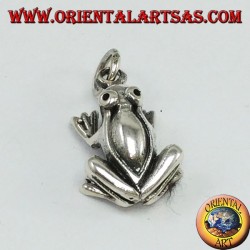 Three-dimensional silver frog pendant