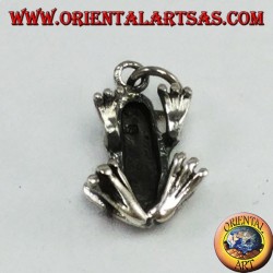 Three-dimensional silver frog pendant