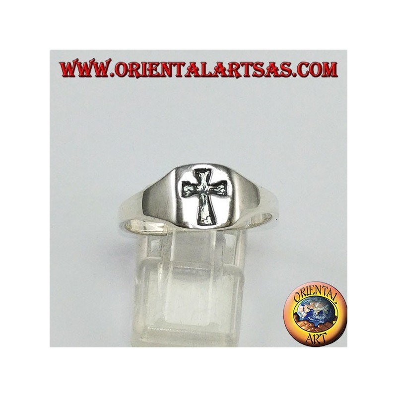 Anello in argento Croce incisa