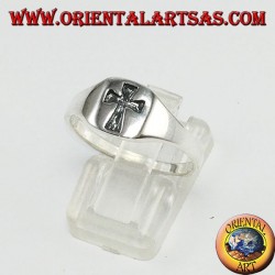 Silver ring, engraved cross