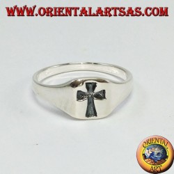 Silver ring, engraved cross