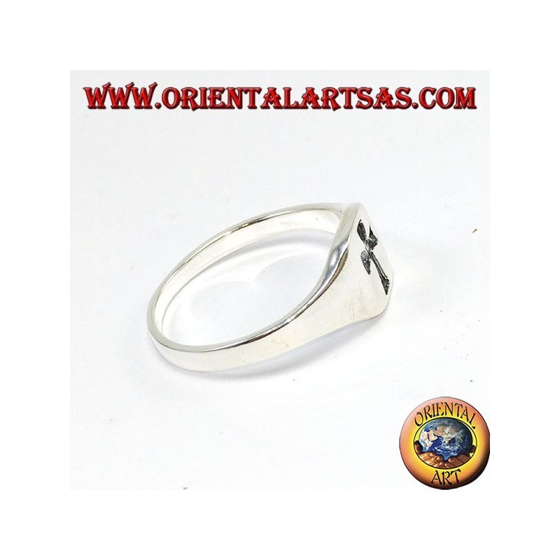 Silver ring, engraved cross
