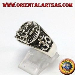 Silver ring with Ganesha and Oṃ (ॐ)