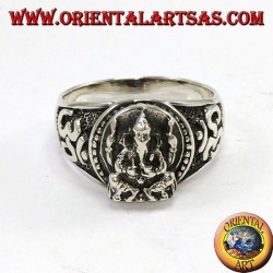 Anillo de plata con Ganesha y Oṃ (ॐ)