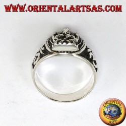 Silver ring with Ganesha and Oṃ (ॐ)
