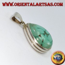 Colgante de plata con turquesa natural tibetano (gota)