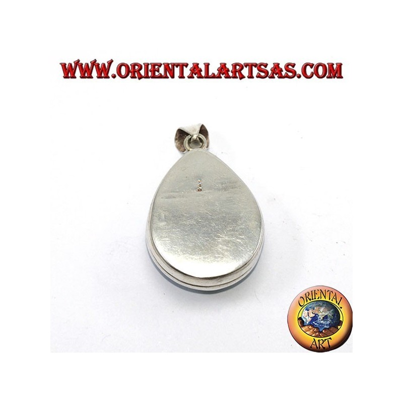 Pendentif en argent avec Turquoise Natural Tibetan (Drop)