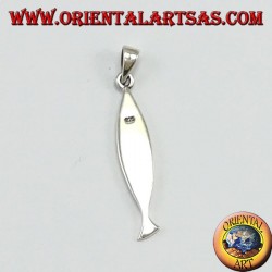 pendentif en argent, croix sculptée sur Ichthys (Christogramme)