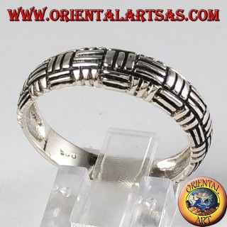 Anillo de plata, tejido liso de 3 hilos