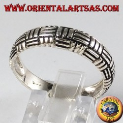 Silver ring, 3-wire plain weave