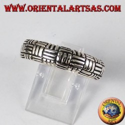 Anillo de plata, tejido liso de 3 hilos
