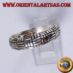 Silver ring, 3-wire plain weave