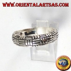 Silver ring, 3-wire plain weave