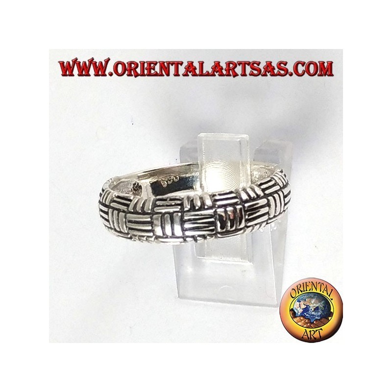 Bague en argent, tissage à 3 fils