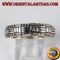 Silver ring, 3-wire plain weave