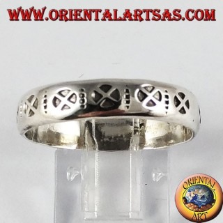 Bague en argent (bande), avec croix cosmique