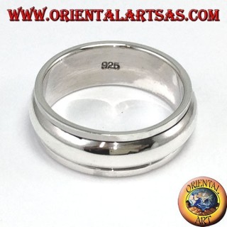 Anello fedina in argento girevole antistress, semplice bombata