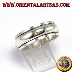 Anti-stress swivel silver ring , rounded